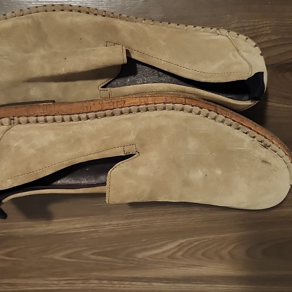 John Varvatos Beige Suede Loafers - Picture 2 of 3
